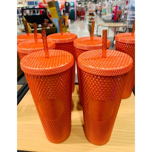 Starbucks Orange Bling Studded Tumbler Pearlized Cold Cup 24oz Halloween New - Picture 13 of 14